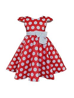 DreamHigh Toddlers Polka Dot Skirt Cap Sleeves Flowers Girl Vintage Bow Dress