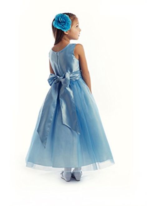 Joy Kids Girls Pleated Satin Pearl Special Occasion Flower Girl Dress 2 to 20