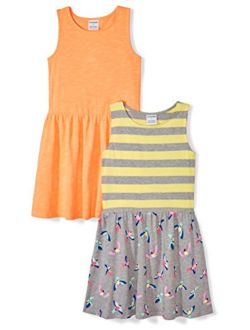 Amazon Brand - Spotted Zebra Girls' Toddler & Kids 2-Pack Knit Sleeveless Fit and Flare Dresses