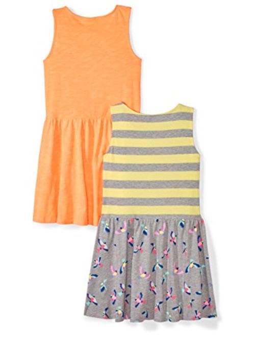 Amazon Brand - Spotted Zebra Girls' Toddler & Kids 2-Pack Knit Sleeveless Fit and Flare Dresses