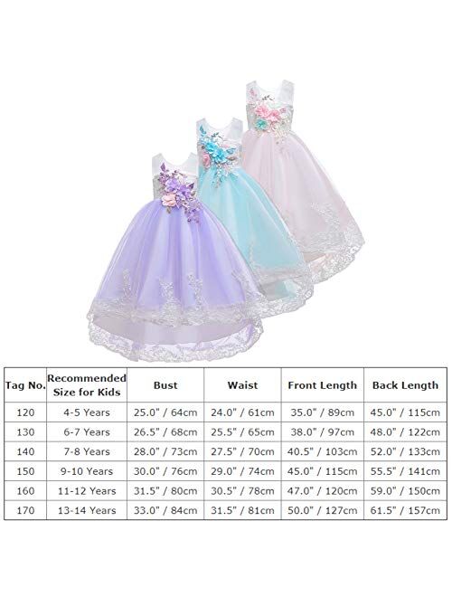 Little Big Girl Flower Deep-V Back Lace Pageant Long Dress Wedding Party Formal Evening Dance Gowns