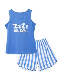 Jashe Girls Tank Top and Shorts Pajamas - Tween & Teens PJS Big Kids Size 12 14 16 18 Cute Sleepwear
