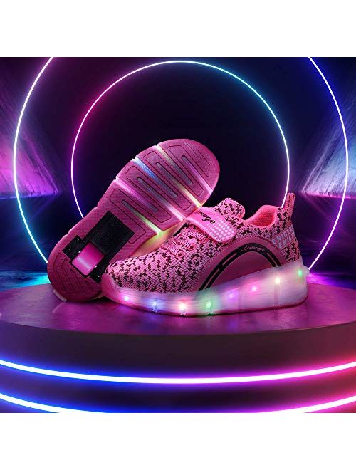 SDSPEED 7 Colors LED Rechargeable Kids Roller Skate Shoes with Single Wheel Shoes Sport Sneaker
