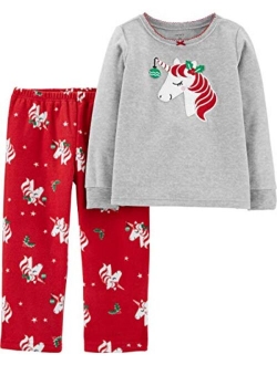 Girls' 2-Piece Fleece Pajamas Top and Pants Set