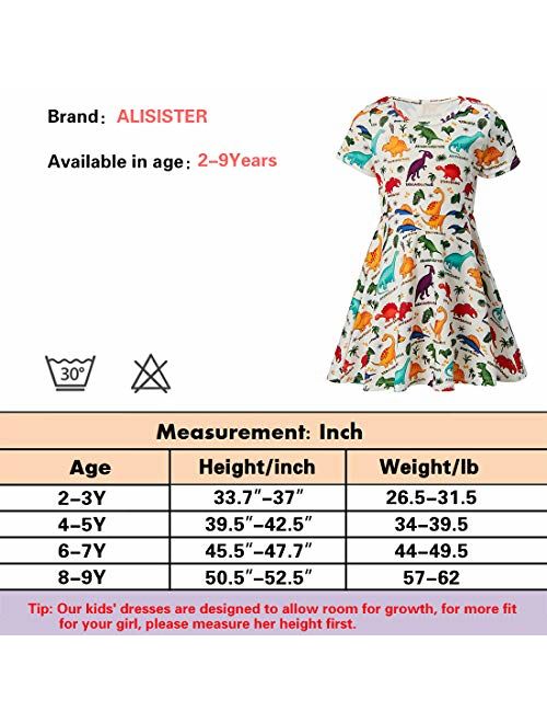 ALISISTER Little Girls Dress Short Sleeve 90S Toddler Sundress Summer Apparel
