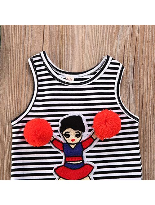 Toddler Baby Kids Girl Summer Clothes Short Sleeve T-Shirt Tops + Mini Button Skirt Set Denim Outfits