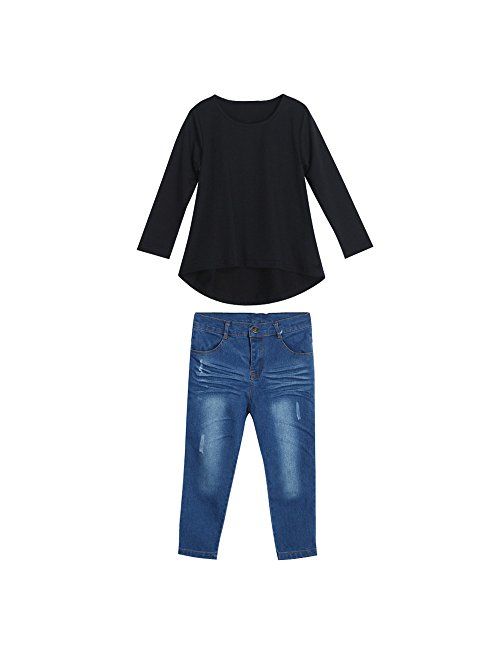 TiTCool Toddler Girls Outfit Fashion Pant Set Clothes T-Shirt Tops+Jeans Pants 2Pcs