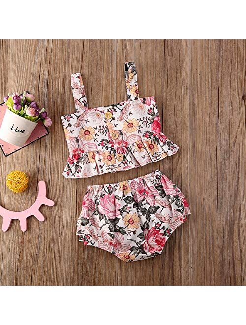 Toddler Girls Summer Short Set Halter Ruffle Top+Tassel Pineapple Pants Summer Clothes Outfit