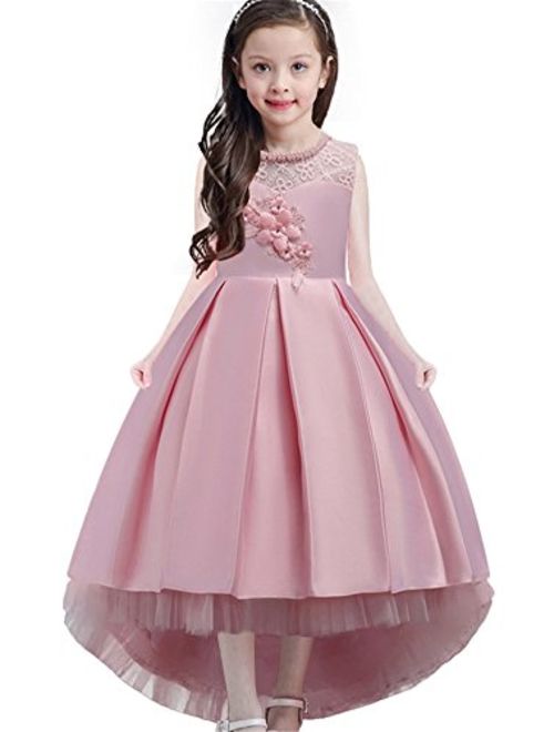KISSOURBABY 3-14 Years Girls Party Wedding Holiday Dresses with Train