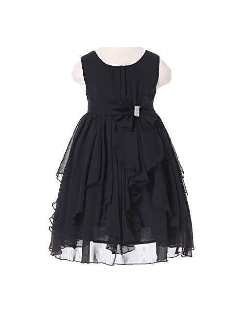 Bow Dream Flower Girl Dress Ruffled Chiffon