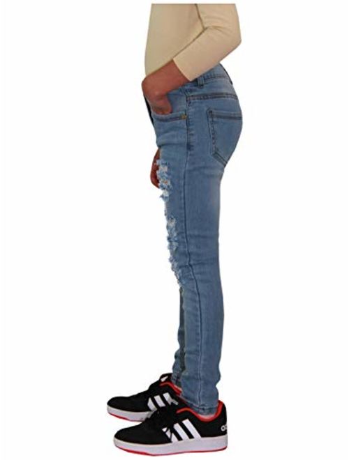 Kids Girls Skinny Jeans Denim Ripped Fashion Stretchy Light Blue Pants Jeggings