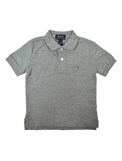Polo Ralph Lauren Boys 100% Cotton Soft Knit Tow Button Polo Shirt Heather Grey