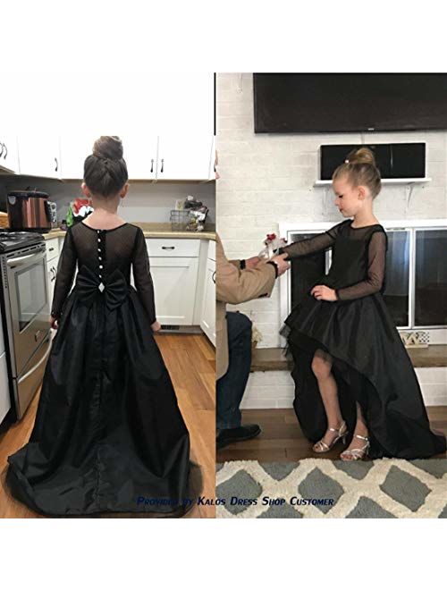 High Low Pageant Long-Sleeves High Low Ball Gown for Girl
