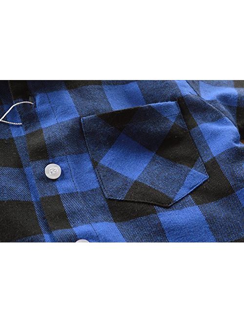 Tortor 1Bacha Kid Girl Boy Long Sleeve Button Down Plaid Flannel Shirt