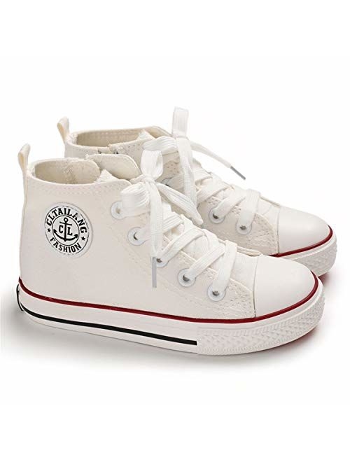 E-FAK Kids Toddler Shoes Boys Girls Canvas High Top Sneakers Side Zipper Lace Up Casual Shoe(Toddler/Little Kid/Big Kid)
