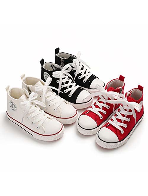 E-FAK Kids Toddler Shoes Boys Girls Canvas High Top Sneakers Side Zipper Lace Up Casual Shoe(Toddler/Little Kid/Big Kid)