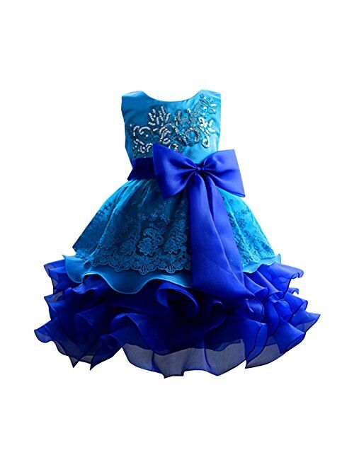 Weixinbuy Kids Girls Sequin Bowknot Sleeveless Summer Wedding Party Dress 0-10 Years