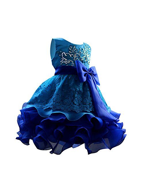 Weixinbuy Kids Girls Sequin Bowknot Sleeveless Summer Wedding Party Dress 0-10 Years