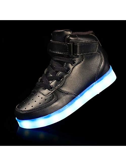 QTMS Boys Girls Breathable LED Light Up Shoes Flashing Colorful Sneakers for Kids