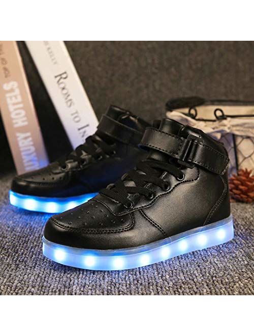 QTMS Boys Girls Breathable LED Light Up Shoes Flashing Colorful Sneakers for Kids