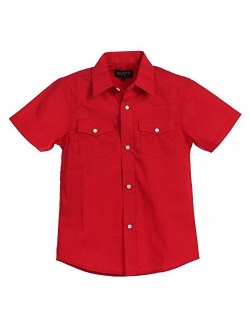 Boys Solid Short Sleeve Western Shirt