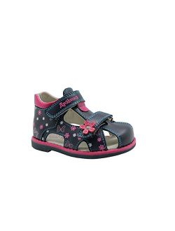 Apakowa Boy's and Girl's Double Adjustable Strap Closed-Toe Sandals