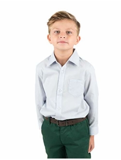 Kids & Toddler Boys Long Sleeve Uniform Cotton Dress Shirt Variety of Colors (Size 2-14 Years)