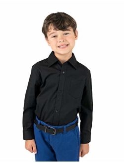 Kids & Toddler Boys Long Sleeve Uniform Cotton Dress Shirt Variety of Colors (Size 2-14 Years)