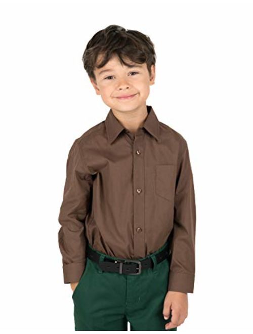 Leveret Kids & Toddler Boys Long Sleeve Uniform Cotton Dress Shirt Variety of Colors (Size 2-14 Years)