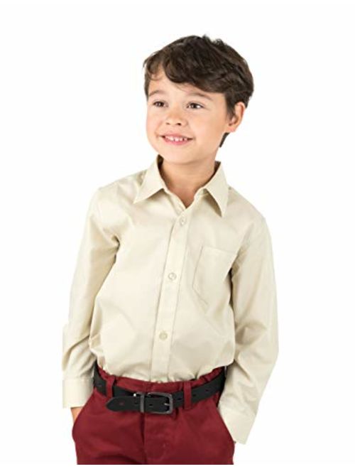 Leveret Kids & Toddler Boys Long Sleeve Uniform Cotton Dress Shirt Variety of Colors (Size 2-14 Years)