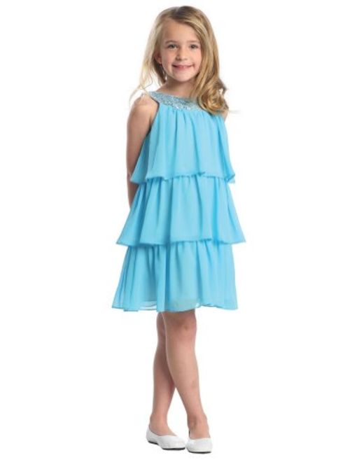 Sweet Kids Girls Triple Tiered Chiffon Dress