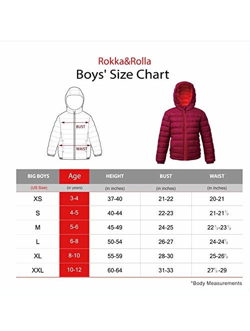 Rokka&Rolla Boys' Ultra Lightweight Hooded Packable Puffer Down Jacket
