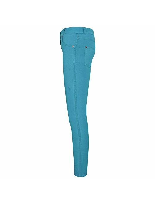 Girls Skinny Jeans Kids Royal Blue Stretchy Denim Jeggings Pants Trouser 5-13 Yr 