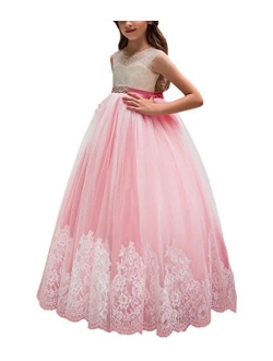 Flower Girl Dress for Wedding Kids Lace Pageant Ball Gowns
