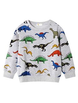 Toddler Boys Sweatshirts Long Sleeve Sport Elephant T Shirt Dinosaur Pullover Cartoon Tee Shirt for Kids