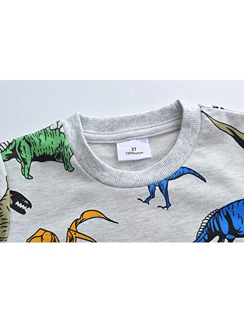 Toddler Boys Sweatshirts Long Sleeve Sport Elephant T Shirt Dinosaur Pullover Cartoon Tee Shirt for Kids