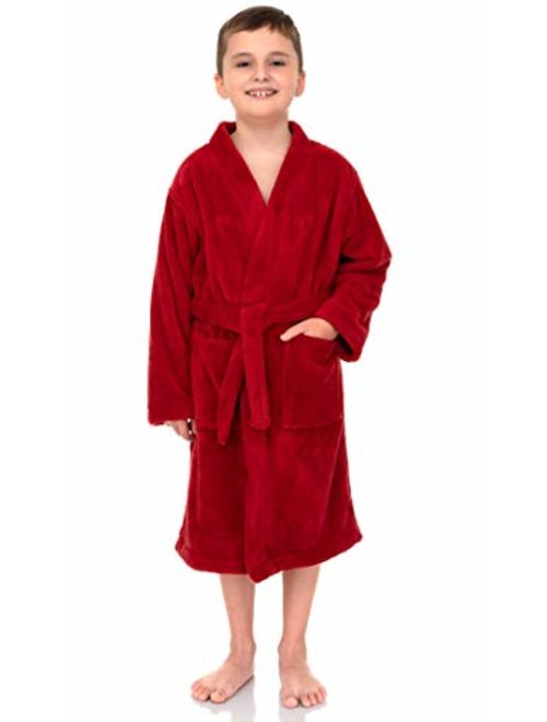 TowelSelections Boys Robe, Kids Plush Kimono Fleece Bathrobe
