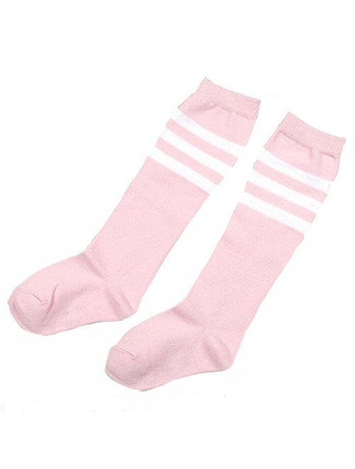 Eforstore 4 Pairs Kids Girl Cotten Bootie Knee High Long Socks for 6-7/4-5/2-3 Years Old