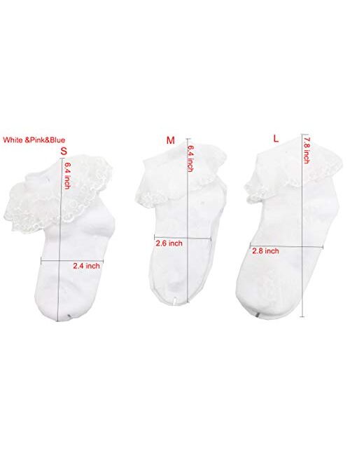 Sept.Filles Girls Ruffle Socks Girl's Socks Lace Top Anklet Socks Packs of 5