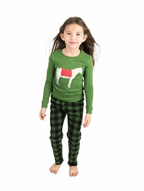 Leveret Kids & Toddler Pajamas Boys 2 Piece Pjs Set Cotton Top & Fleece Pants Sleepwear (2-14 Years)
