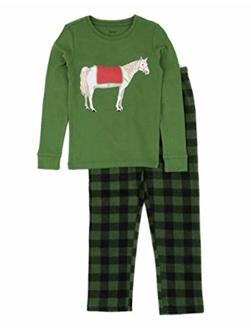 Leveret Kids & Toddler Pajamas Boys 2 Piece Pjs Set Cotton Top & Fleece Pants Sleepwear (2-14 Years)