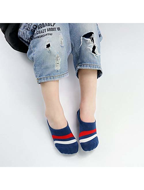 CHUNG Toddler Little Boys Girls No Show Liner Cotton Socks Thin Multi Solid Color White Summer 10 Pack 2T-12Years