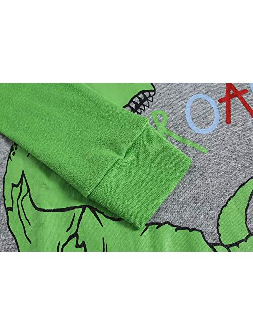 Dolphin&Fish Boys Pajamas 100% Cotton Long Sleeve Toddler Pjs Set Fire Dinosaurs Clothes Kids Pjs Sleepwear