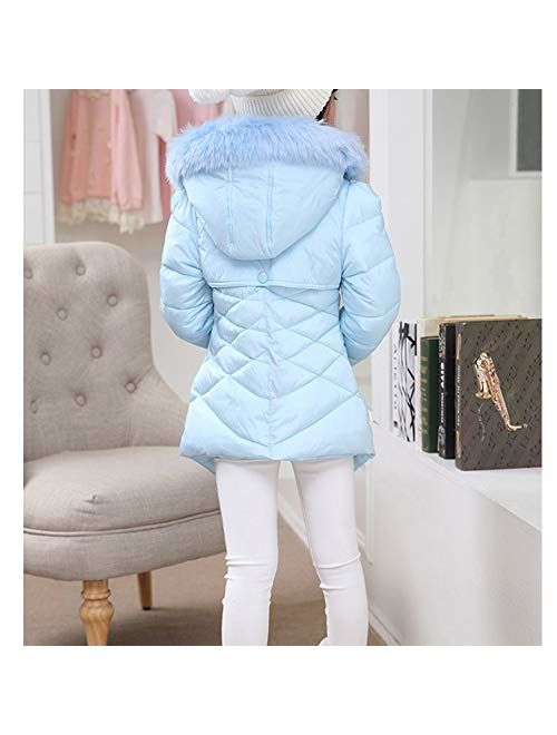 RUOGU Girls Winter Coat Jacket,Toddler Kids Cotton Jackets Snowsuit Hooded Windbreaker with Soft Fur Hoodies for Girls