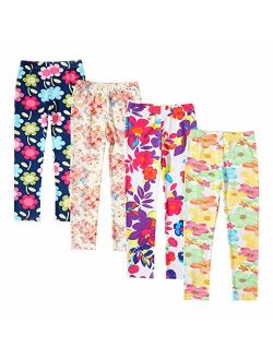 Allesgut Girls' Assorted Leggings Ankle Length Pants Footless Tights 4 Pack for 3-12 Years