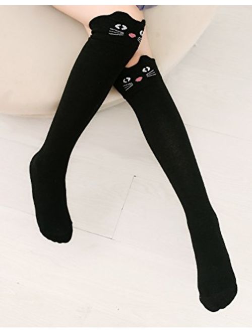 BogiWell Girls Cute Animal Socks Cotton Over Calf Knee High Socks
