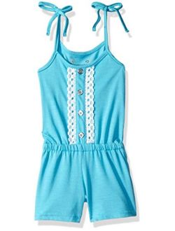 Dream Star Girls' Jersey Romper with Crochet Trim and Functional Shoulder Ties