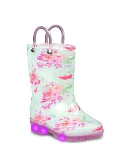 ZOOGS Light Up Kids Toddler Rain Boots for Girls and Boys with Handles