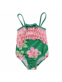Aisheny Kids Girl Fashion One Piece Swimwear, Toddler Ruffles Floral Monokini Beach Bathing Suit