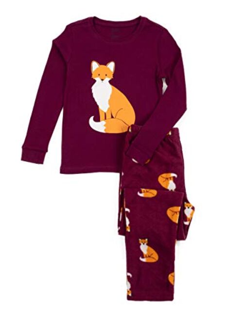 Leveret Kids & Toddler Pajamas Girls 2 Piece Pjs Set Cotton Top & Fleece Pants Sleepwear (2-14 Years)